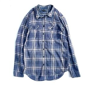 Eddie Bauer Blue Plaid Button Down Hiking Shirt